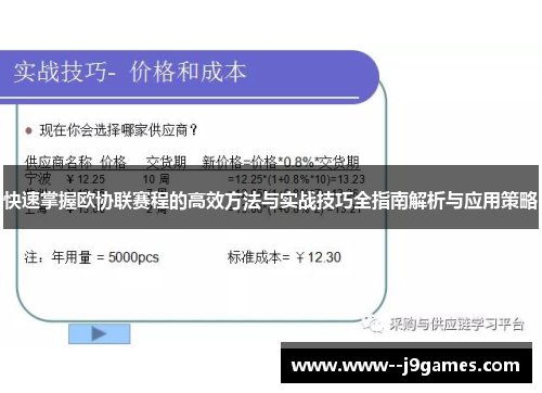 快速掌握欧协联赛程的高效方法与实战技巧全指南解析与应用策略 快速掌握欧协联赛程的高效方法与实战技巧全指南解析与应用策略
